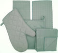 Soft Green Kitchen Towel Set, 6 Piece with Dish Cloths, Mitts & Drying