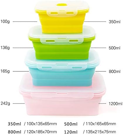Collapsible Silicone Lunch Bento Box, Portable Food Storage Container