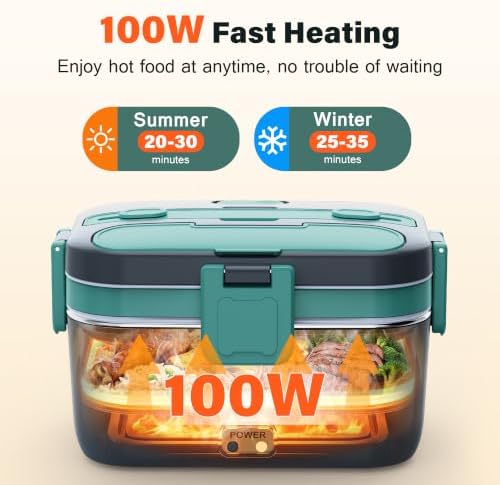 2.8L Electric Heated Lunch Box for Adult 100W Portable Food Warmer