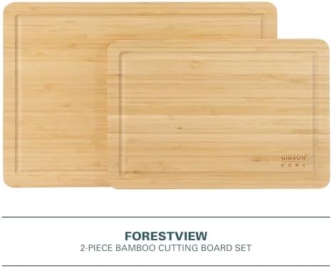 Gibson Home Forestview 2-Piece Bamboo Cutting Board Set – 15" & 12"