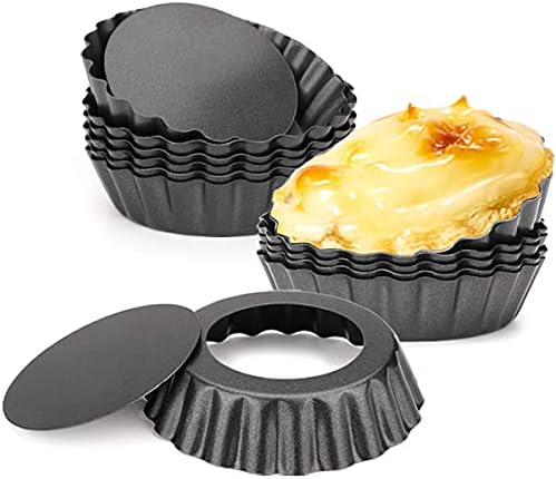 12 pcs Egg Tart Molds, 3" Mini Tart Pans Removable Bottom, Cupcake