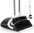 Broom and Dustpan Set, 51-in Adjustable Handle, Black&White