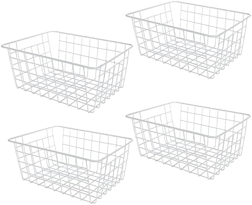 4 Pack Deep Freezer Organizer Bins, Stackable Wire Baskets