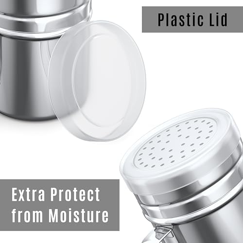 CUSINIUM 10oz Stainless Steel Salt Pepper Shakers, Pack of 4