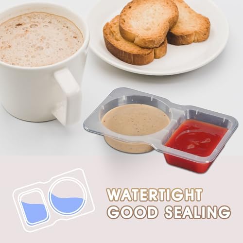 MACTANO 20 Sets Condiment Container with Lid, Disposable Double