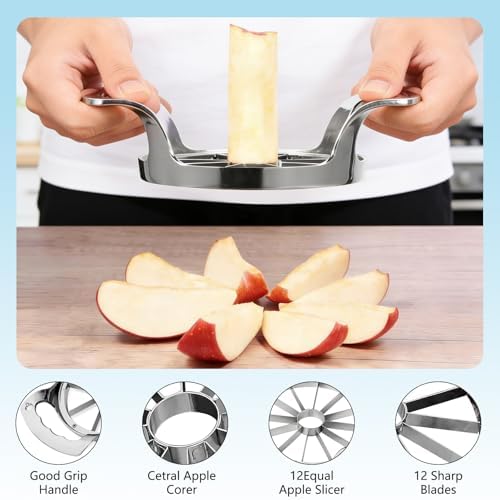 Apple Slicer,12 Blade Extra Large Apple Corer, Heavy Duty Stainless