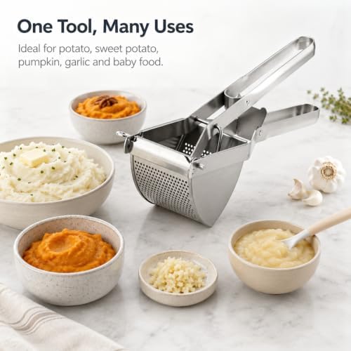 22 oz Potato Ricer & Masher, Heavy Duty Stainless Steel Potato Press