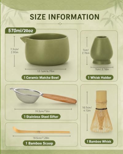 5-Piece Matcha Whisk Set, Green