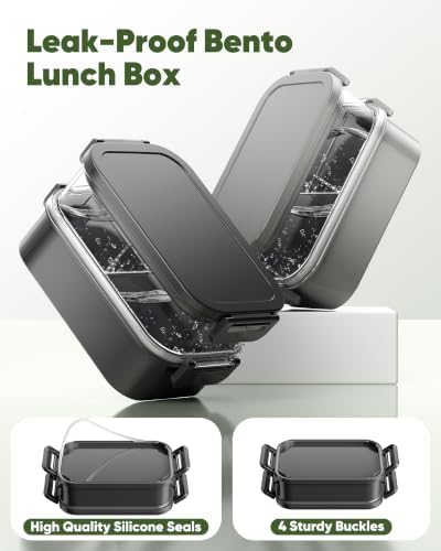 BiuLeon Adults Bento Lunch Box with Insulated Lunch Bag for Men Women