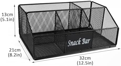 Metal Wire Snack Display Baskets,5-Compartment Snacks Storage Bin for