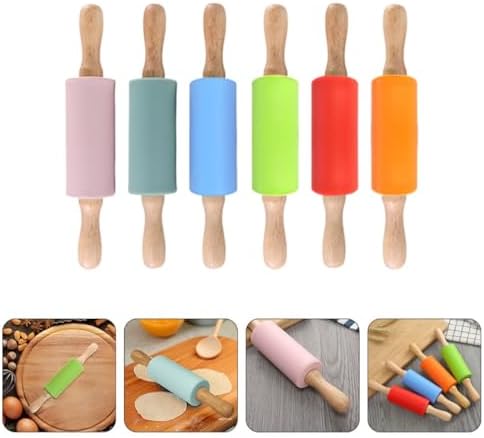 Toyvian Silicone Rolling Pins, 6Pack Mini Non Stick Dough Rollers