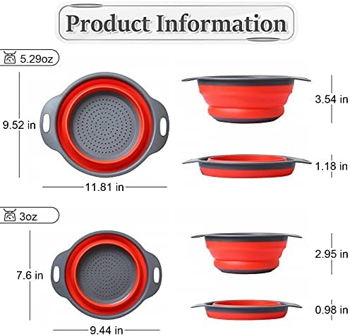 Collapsible Colander Set of 2 Round Silicone Kitchen Strainer Set - 1