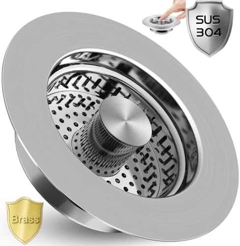 3 in 1 Kitchen Sink Drain Strainer Stopper, SUS Stainless Steel Food