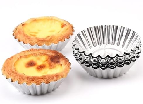 Tosnail 50 Pieces Aluminum Egg Tart Mold Small Tart Pie Tin Mini