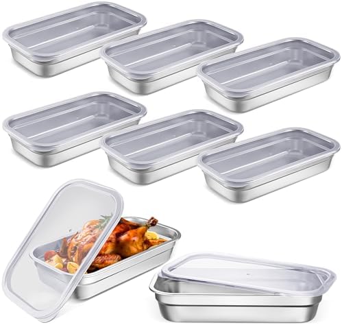 8 Pcs Stainless Steel Food Containers with Lids, 2.5 Inch Deep
