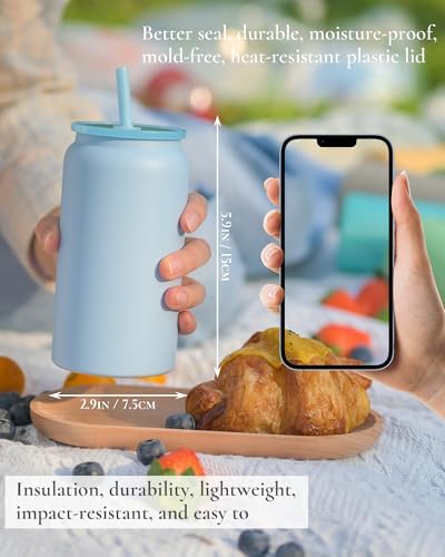 16 oz Tumbler, Insulated Tumbler with Straw, Iced Coffee Tumbler