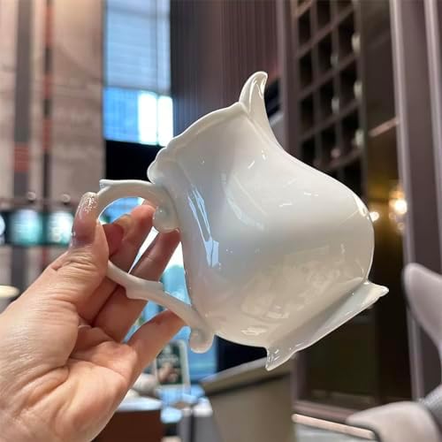 WAIT FLY Vintage Embossed Ceramic Creamer and Sugar Bowl Set, Cream