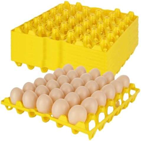12 PCS Plastic Egg Trays, 30-Egg Flats, Yellow