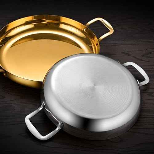 Paella Pan Gold Stainless Steel Skillet Pan Large