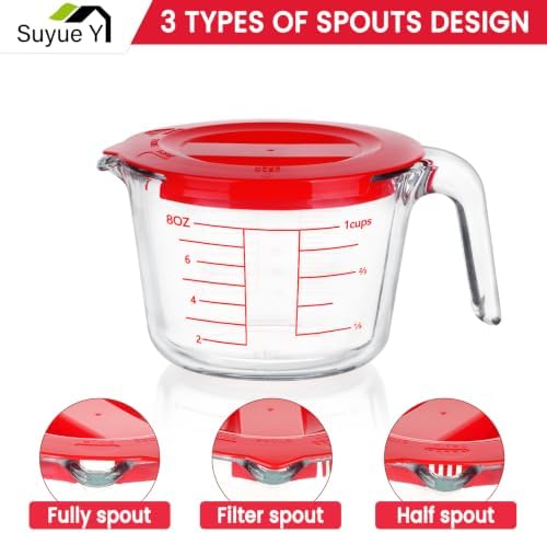 Measuring Cup 1 Cup/250ML Glass liquid Measuring Cups with Lids