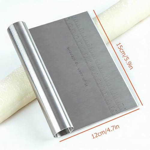 RUPOHIU Dough Scraper for Baking, Stainless Steel Bench Scraper with