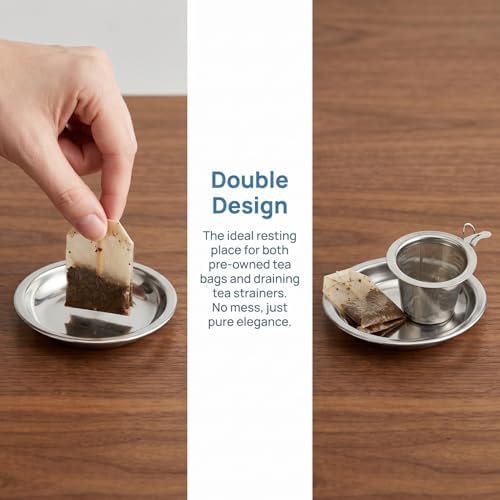 6pcs Stainless Steel Tea Bag Holder Drip Tray Tea Infuser Rest Saucer