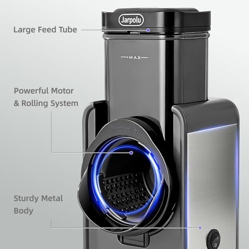 Electric Cheese Grater with 6 Stainless Steel Blades, Dark Grey