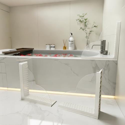 Bathtub Splash Guard with Suction Cup No Adhesive Reusable Silicone