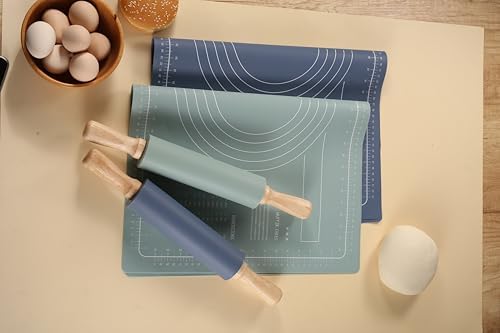 Silicone Baking Mat with Rolling Pin, Non-Stick