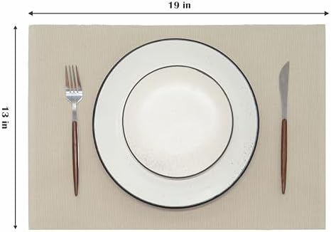 PurpleEssences Solid Ribbed Placemats 13x19 in Set of 4 - Natural