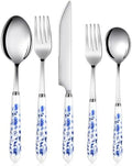 10 Pcs Chinoiserie Silverware Set Blue White Porcelain Ceramic