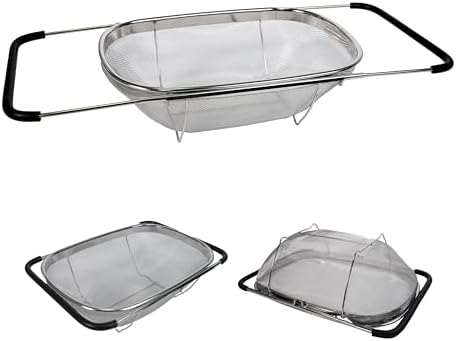 Over Sink Expandable Colander - Collapsible Fine Mesh Strainer Basket