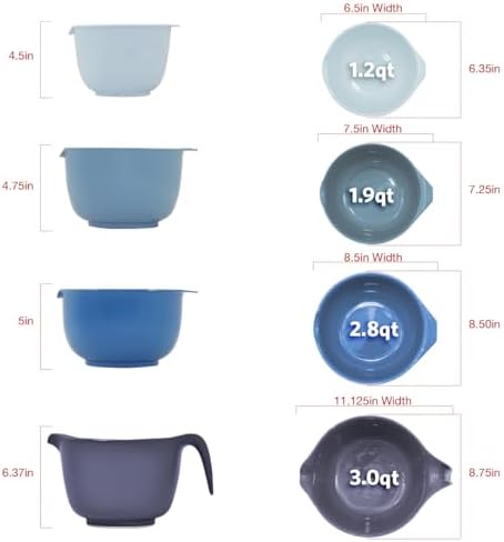 Glad Mixing Bowls with Pour Spout, Set of 4 - Nesting Plastic Bowls