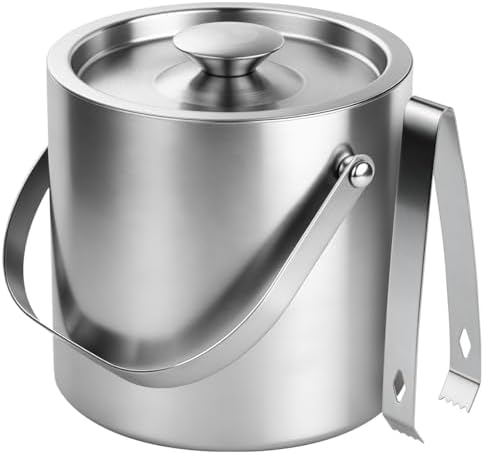 ChefBee 3L Double-Wall Stainless Steel Ice Bucket with Lid & Tongs