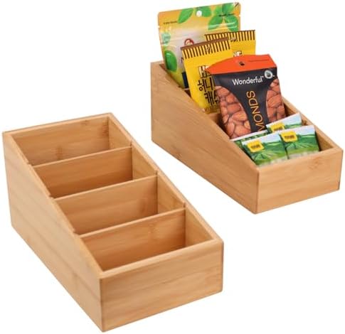 HTB 4-Section Snack Organizer with Removable Dividers for Kitchen