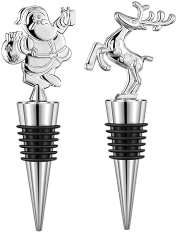 2 Pack Christmas Wine Stopper Alloy Wine Bottle Stoppers for Christmas