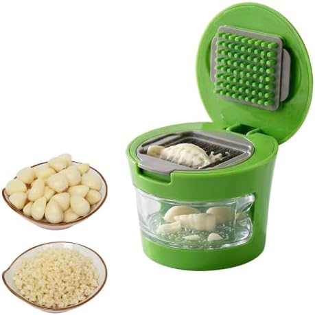 Garlic Mincer and Chopper, Manual Crusher with Stainless Steel Blades
