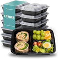 Enther Meal Prep Containers [12 Pack] 3 Compartment with Lids, Food