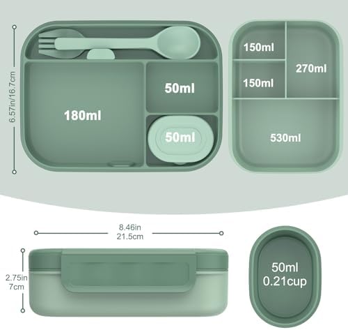 Caperci 47oz Stackable Bento Lunch Box for Adult & Teens BPA-Free