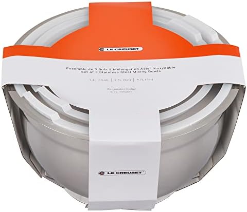 Le Creuset Stainless Steel Nested Mixing Bowls with Plastic Lids, Set of 3