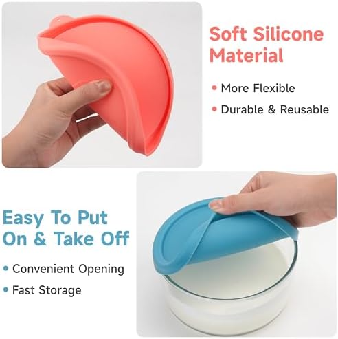 Silicone Replacement Lids, 4-Pack for 1-Quart Glass Yogurt Containers