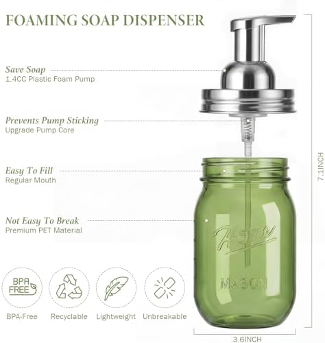 Amolliar Plastic Mason Jar Foaming Soap Dispenser Pump Lid