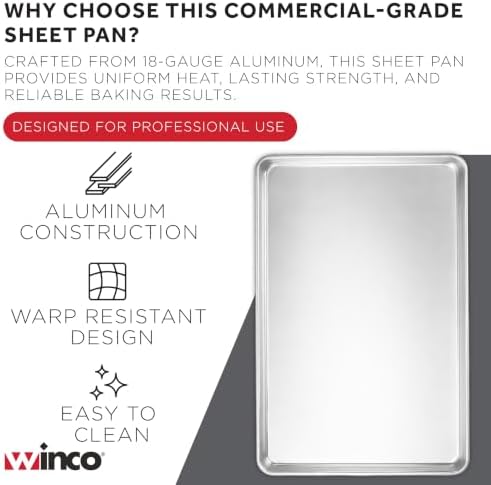 Winco 16" x 22" 2/3 Size Aluminum Sheet Pan