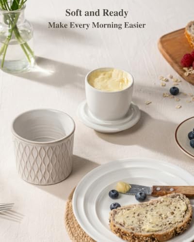 Butter Crock with Lid for Countertop, French Butter Dish with Water