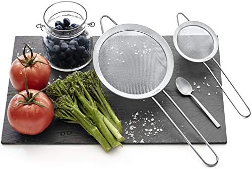 Strainer Set Fine Mesh – Premium 304 Stainless Steel (18/8) – 8′′