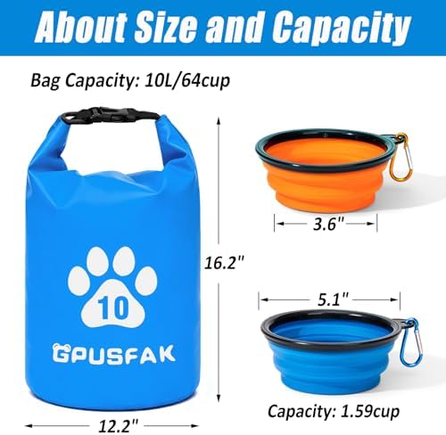 Pet Food Storage Bag with Bowl (64 Cup) - Zip Roll Top Dog Food Travel