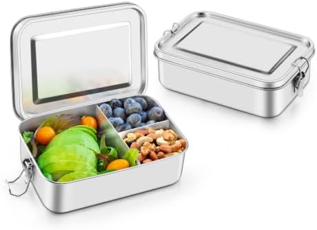 P&P CHEF 1400 ML Bento Box, 3-Section, 2 Pcs