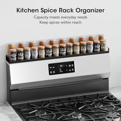 Bumusty 30" Adjustable Magnetic Stove Top Shelf, Matte Black
