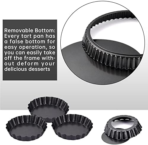 Theuzi 9 in Non-Stick Tart and Quiche Pan and 4 Mini Tart Pans 4-inch