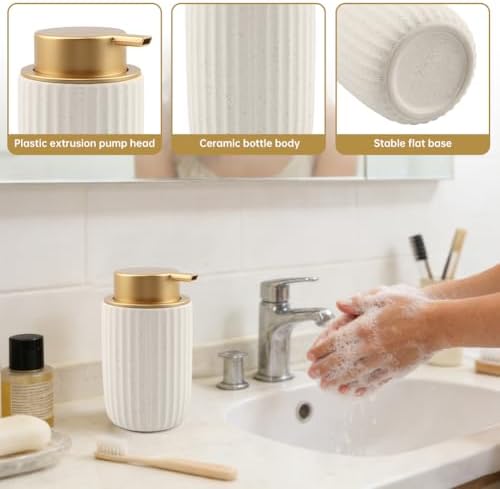 2 Pack Ceramic Foaming Soap Dispenser with Removable Pump